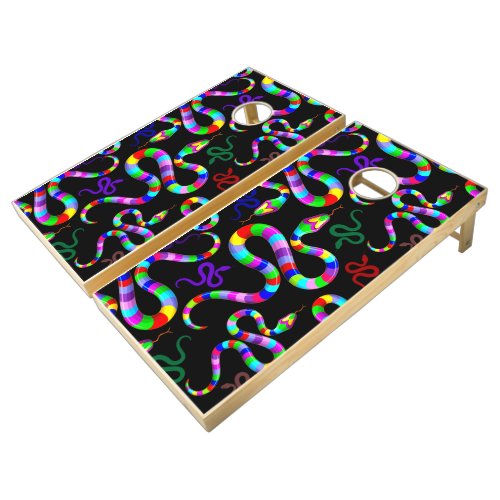 Snake Psychedelic Rainbow Colors Cornhole Set