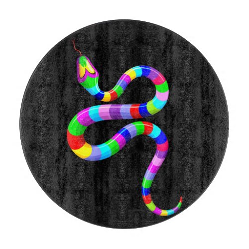 Snake Psychedelic Rainbow Colors Cutting Board