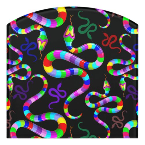 Snake Psychedelic Rainbow Colors Door Sign