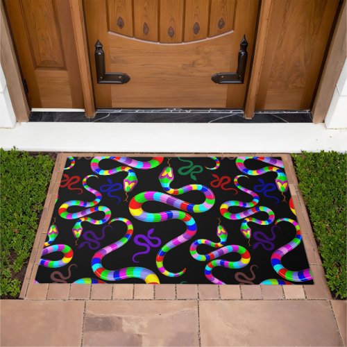 Snake Psychedelic Rainbow Colors Doormat