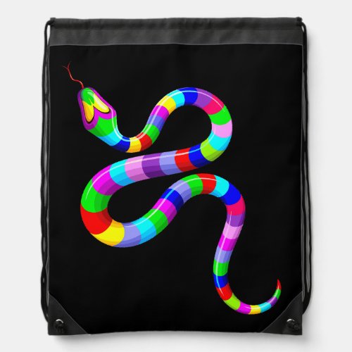 Snake Psychedelic Rainbow Colors Drawstring Bag