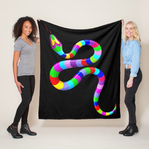 Snake Psychedelic Rainbow Colors Fleece Blanket