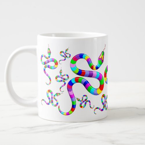 Snake Psychedelic Rainbow Colors Giant Coffee Mug