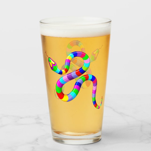 Snake Psychedelic Rainbow Colors Glass (Front Filled)