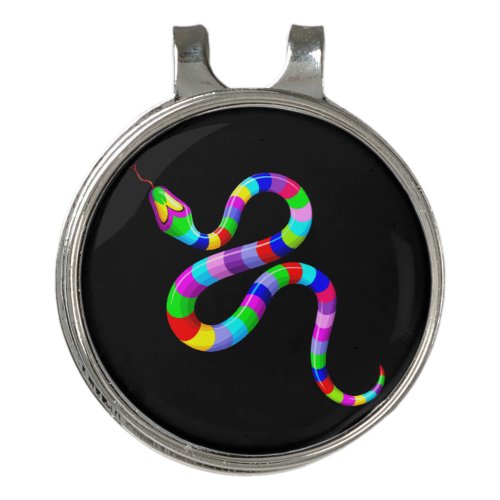 Snake Psychedelic Rainbow Colors Golf Hat Clip