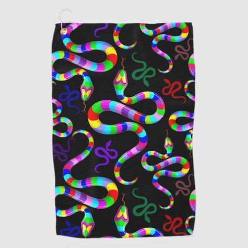 Snake Psychedelic Rainbow Colors Golf Towel