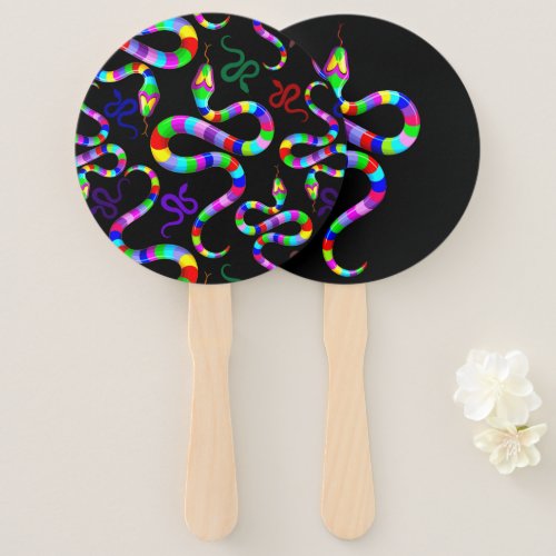Snake Psychedelic Rainbow Colors Hand Fan
