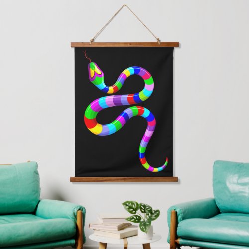 Snake Psychedelic Rainbow Colors Hanging Tapestry