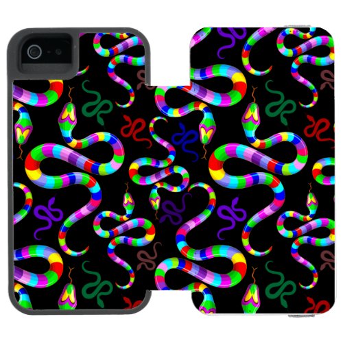 Snake Psychedelic Rainbow Colors iPhone SE55s Wallet Case
