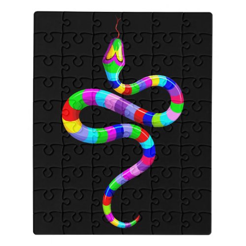 Snake Psychedelic Rainbow Colors Jigsaw Puzzle