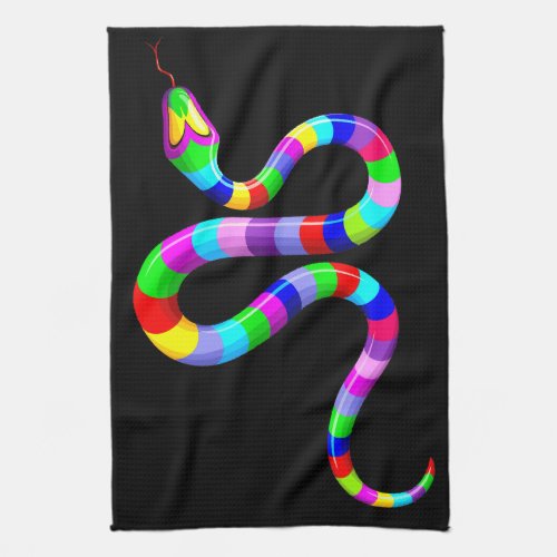 Snake Psychedelic Rainbow Colors Kitchen Towel