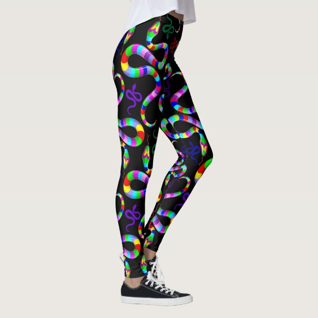Snake Psychedelic Rainbow Colors Leggings (Right)
