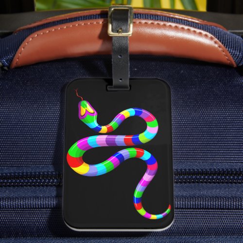 Snake Psychedelic Rainbow Colors Luggage Tag