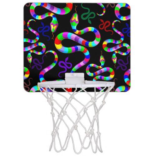 Snake Psychedelic Rainbow Colors Mini Basketball Hoop