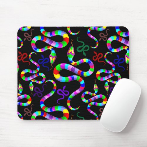 Snake Psychedelic Rainbow Colors Mouse Pad