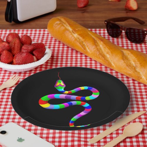 Snake Psychedelic Rainbow Colors Paper Plates