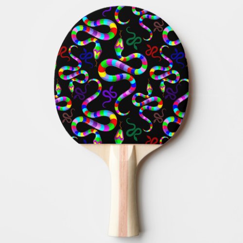 Snake Psychedelic Rainbow Colors Ping Pong Paddle