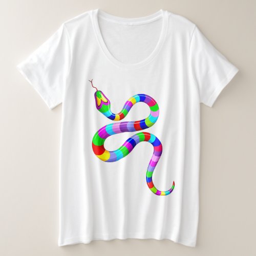 Snake Psychedelic Rainbow Colors Plus Size T_Shirt