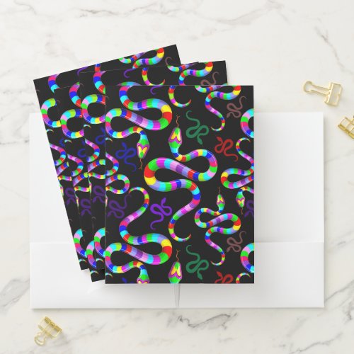 Snake Psychedelic Rainbow Colors Pocket Folder