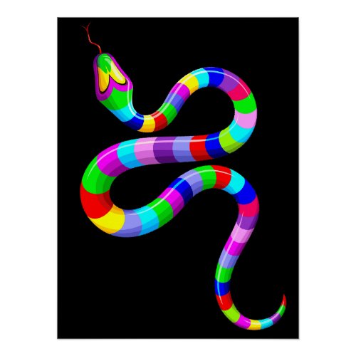 Snake Psychedelic Rainbow Colors Poster