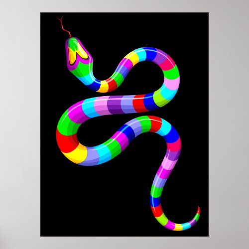 Snake Psychedelic Rainbow Colors Poster