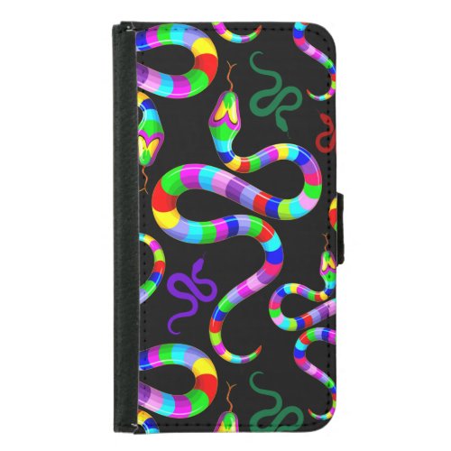 Snake Psychedelic Rainbow Colors Samsung Galaxy S5 Wallet Case