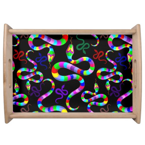 Snake Psychedelic Rainbow Colors Serving Tray