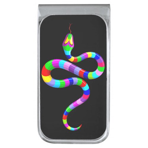 Snake Psychedelic Rainbow Colors Silver Finish Money Clip