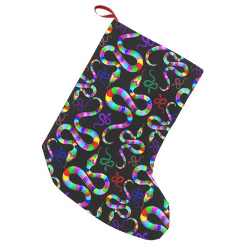 Snake Psychedelic Rainbow Colors Small Christmas Stocking