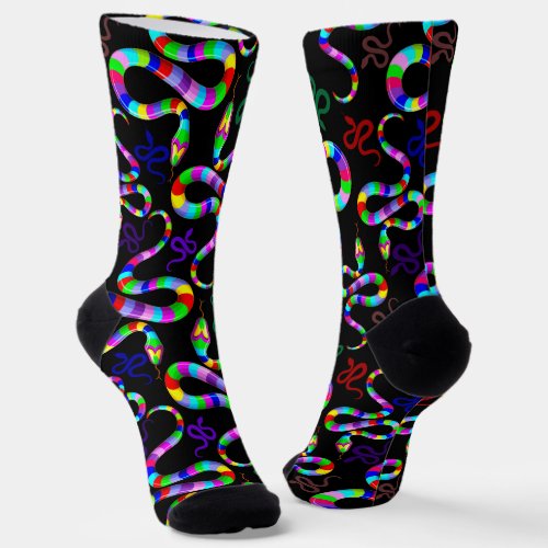Snake Psychedelic Rainbow Colors Socks
