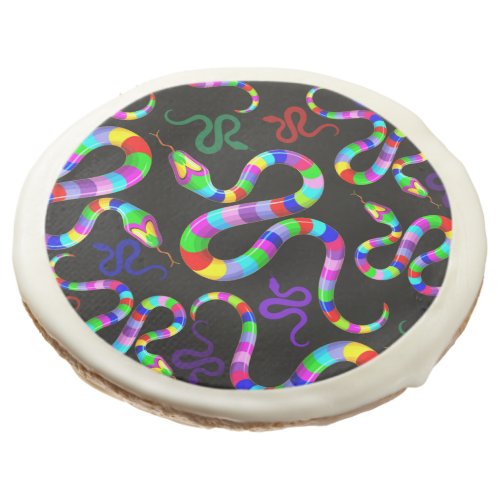 Snake Psychedelic Rainbow Colors Sugar Cookie