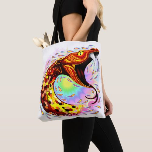 Snake Psychedelic Rainbow Colors Tote Bag