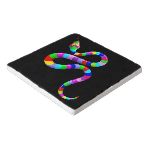 Snake Psychedelic Rainbow Colors Trivet