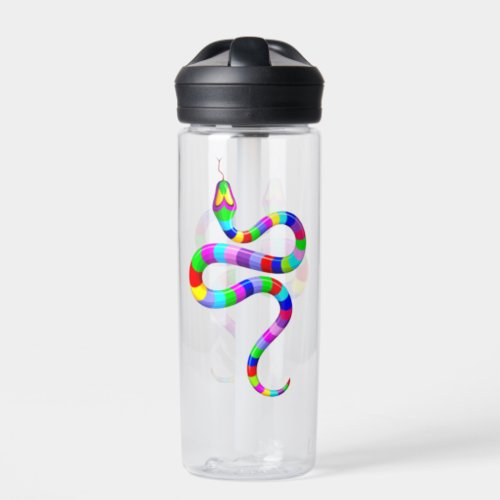 Snake Psychedelic Rainbow Colors Water Bottle