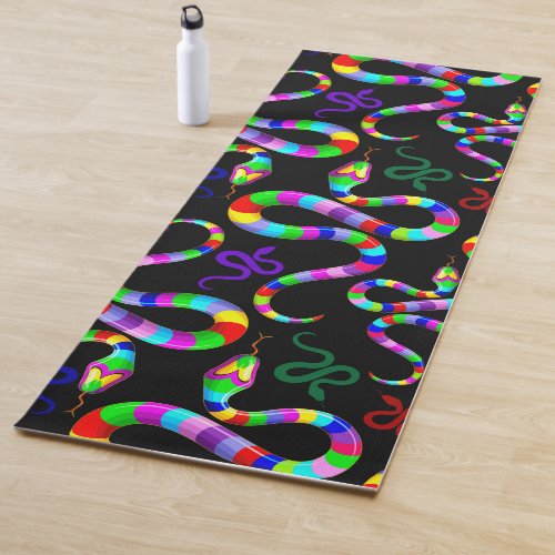 Snake Psychedelic Rainbow Colors Yoga Mat