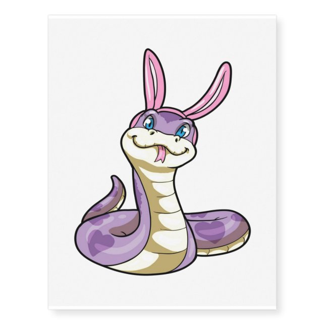 Snake Rabbit Ears | Rabbit Snake Lover Gift Temporary Tattoos (Front)
