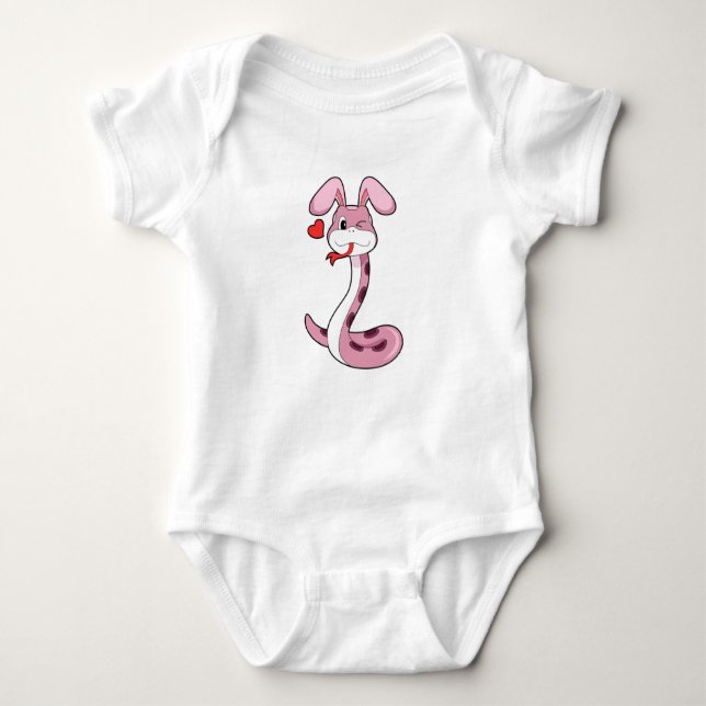 Snake Rabbit Heart Baby Bodysuit (Front)