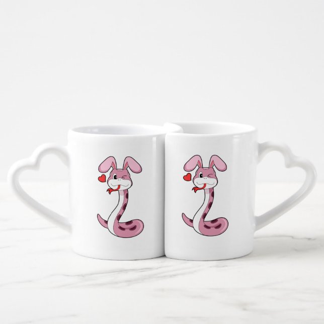 Snake Rabbit Heart Coffee Mug Set (Front Nesting)