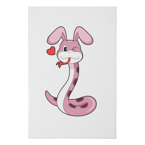 Snake Rabbit Heart Faux Canvas Print