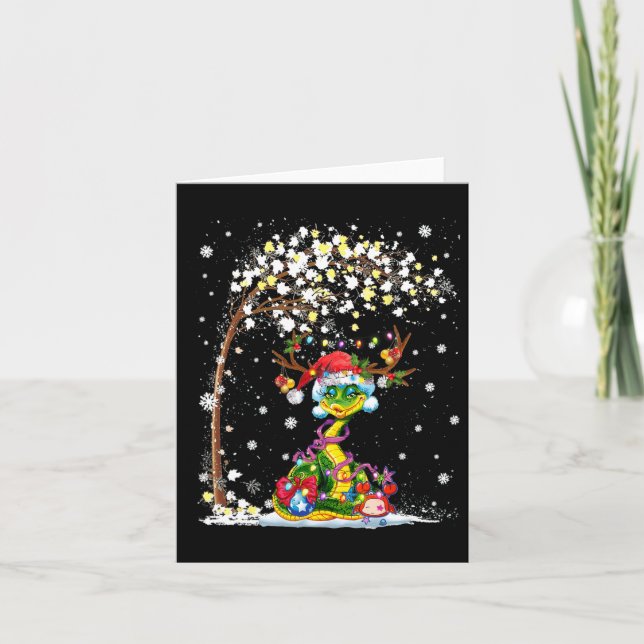 Snake Reindeer Hat Santa Christmas Tree Funny Xmas Card (Front)