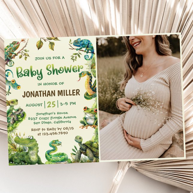 Snake Reptile Baby Shower Photo Invitation (Creator Uploaded)