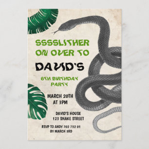 Snake Reptile Boy Birthday Party Invitation