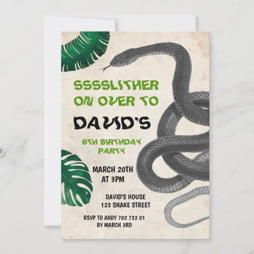 Snake Reptile Boy Birthday Party Invitation