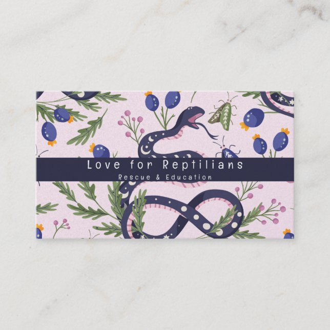 Snake Reptiles Rescue Florals Business Card (Front)