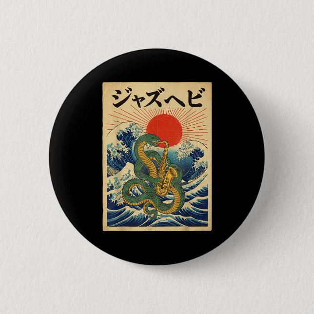 Snake saxophone jazz marching band senior class button (Front)