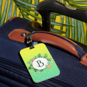 Snake Scales and Tropical Fauna Wreath Monogram Luggage Tag