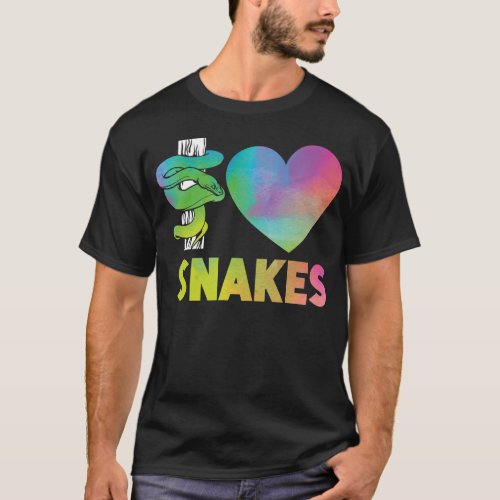 Snake Serpent I Love Snakes Heart Watercolor T_Shirt