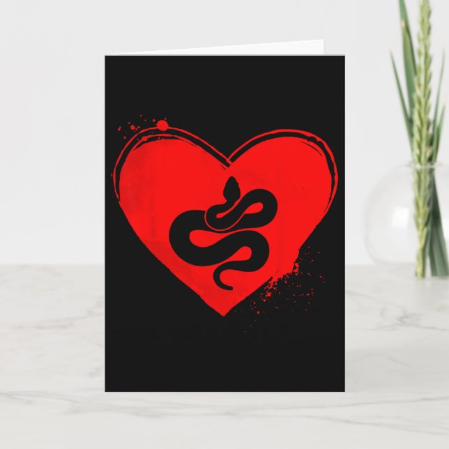 Snake Silhouette Heart Shape Valentine Snake Lover Card (Front)