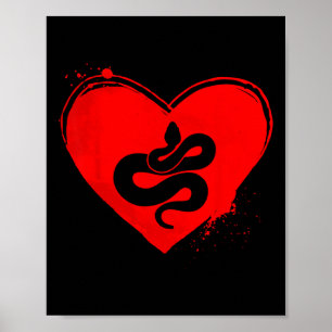 Snake Silhouette Heart Shape Valentine Snake Lover Poster