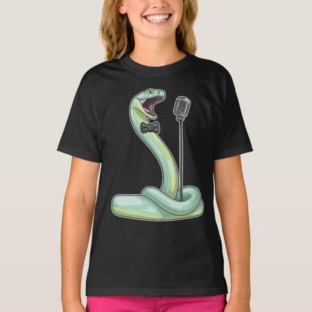 Snake Singer Microphone Music T-Shirt (Front)